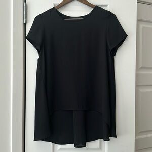 Aqua Black High Low Short Sleeve Top